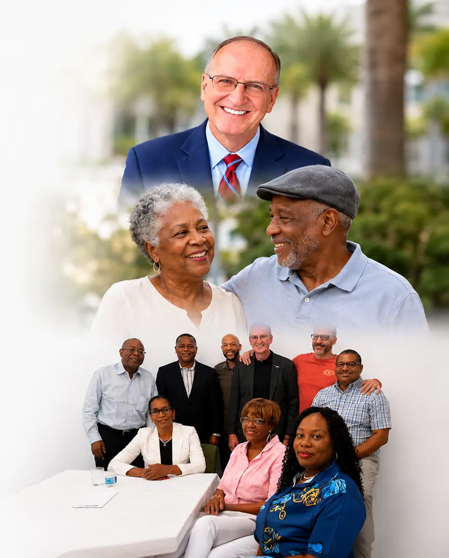 George Morgan meeting and listening to North Miami residents and community supporters
