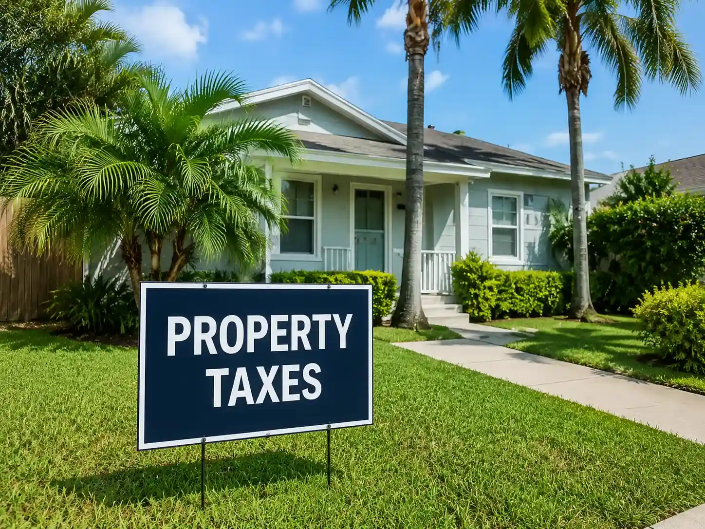North Miami home with a property taxes sign